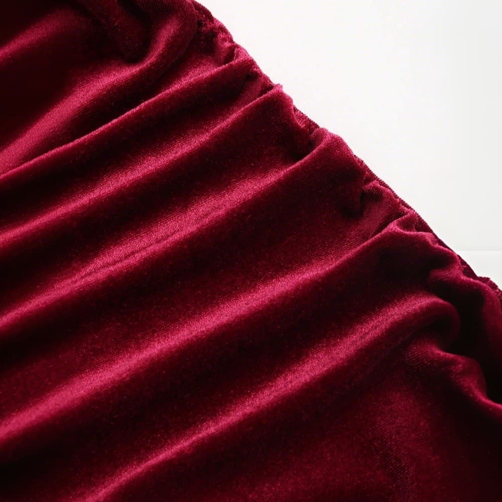 Velvet Strapless Midi Dress Women – Burgundy