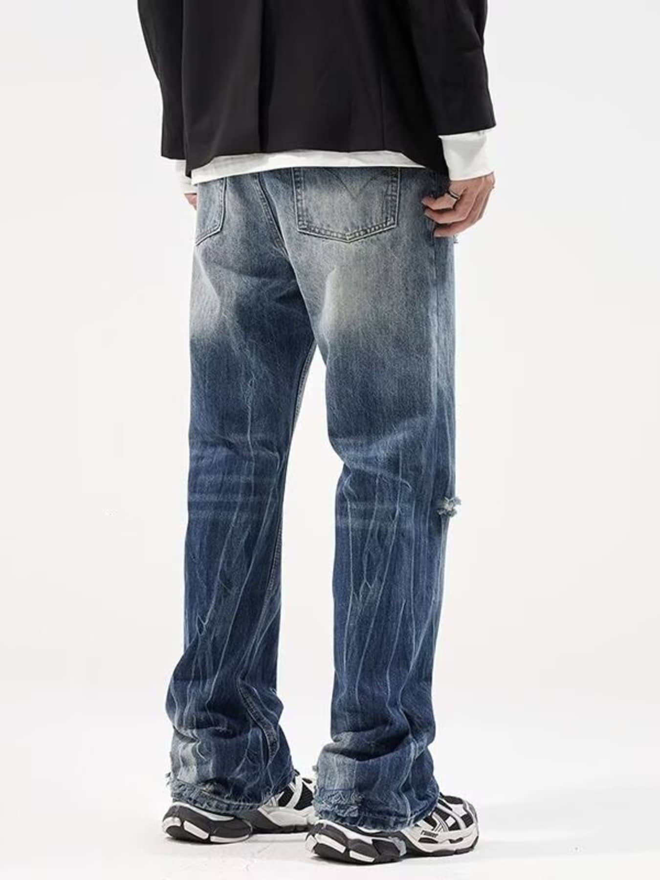 Men's Full Size Distressed Loose Fit Jeans Plus Size