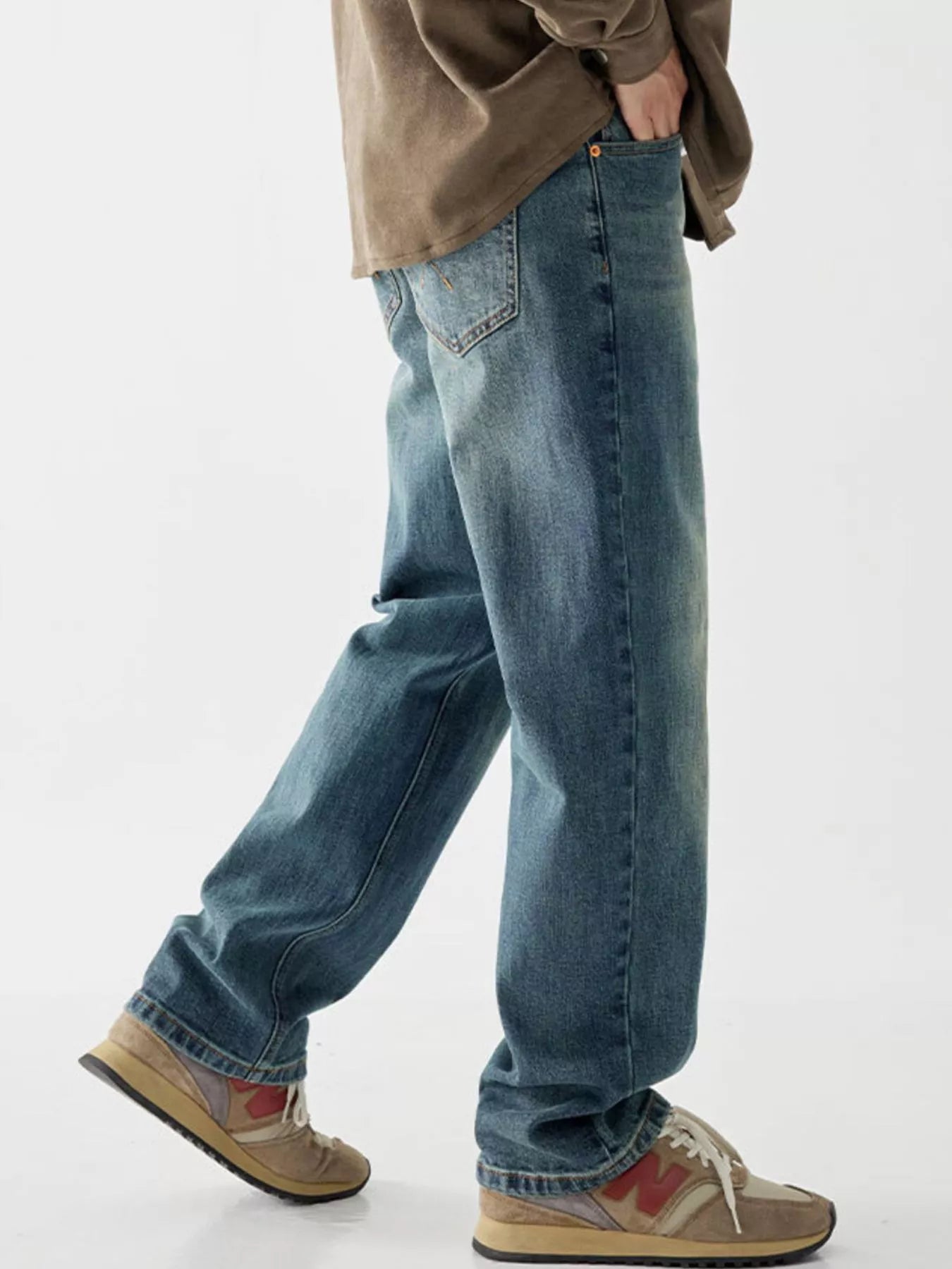 Men's light wash jeans vintage loose fit denim waist sizes 28-32