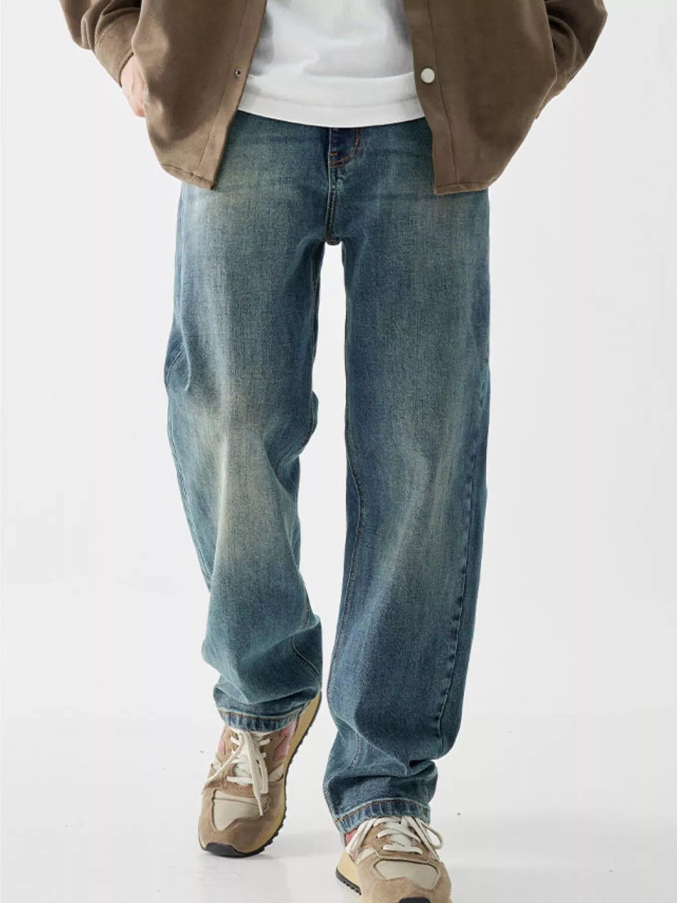 Men's light wash jeans vintage loose fit denim waist sizes 28-32