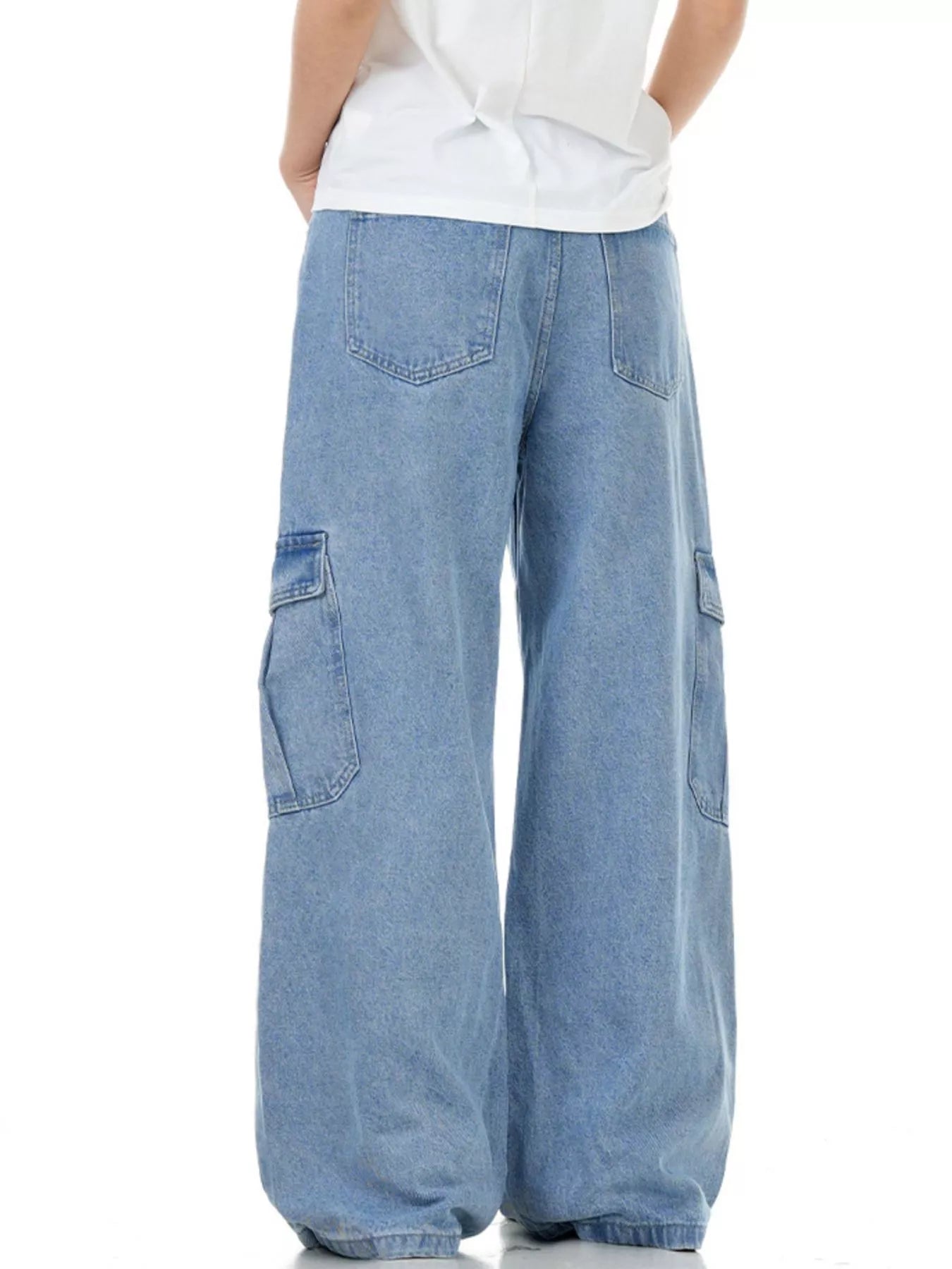 Slim cargo jeans men Coast Blue wide leg cargo denim M-2XL