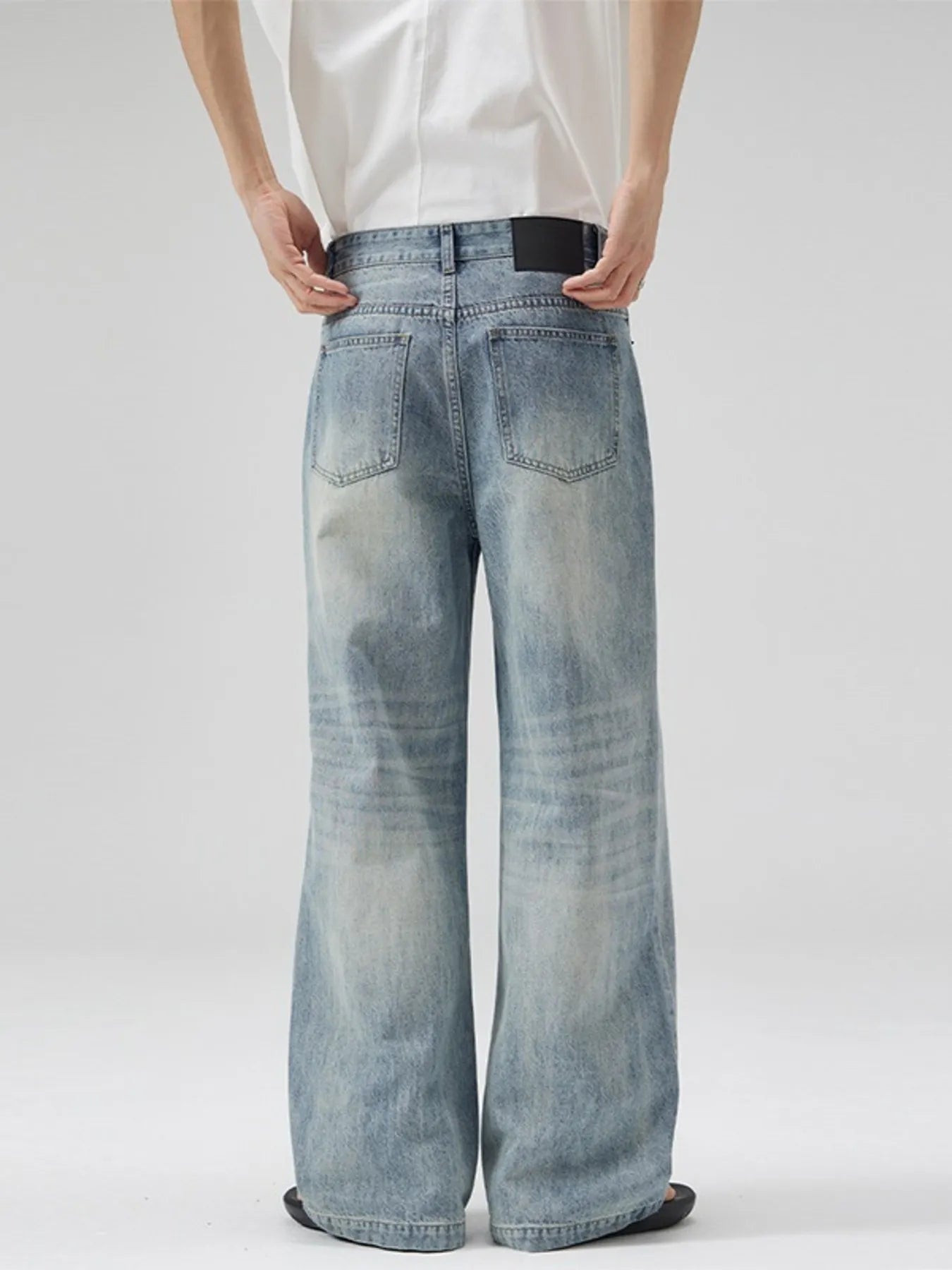 Slim cargo jeans men light blue denim jeans