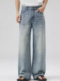 Slim cargo jeans men light blue denim jeans