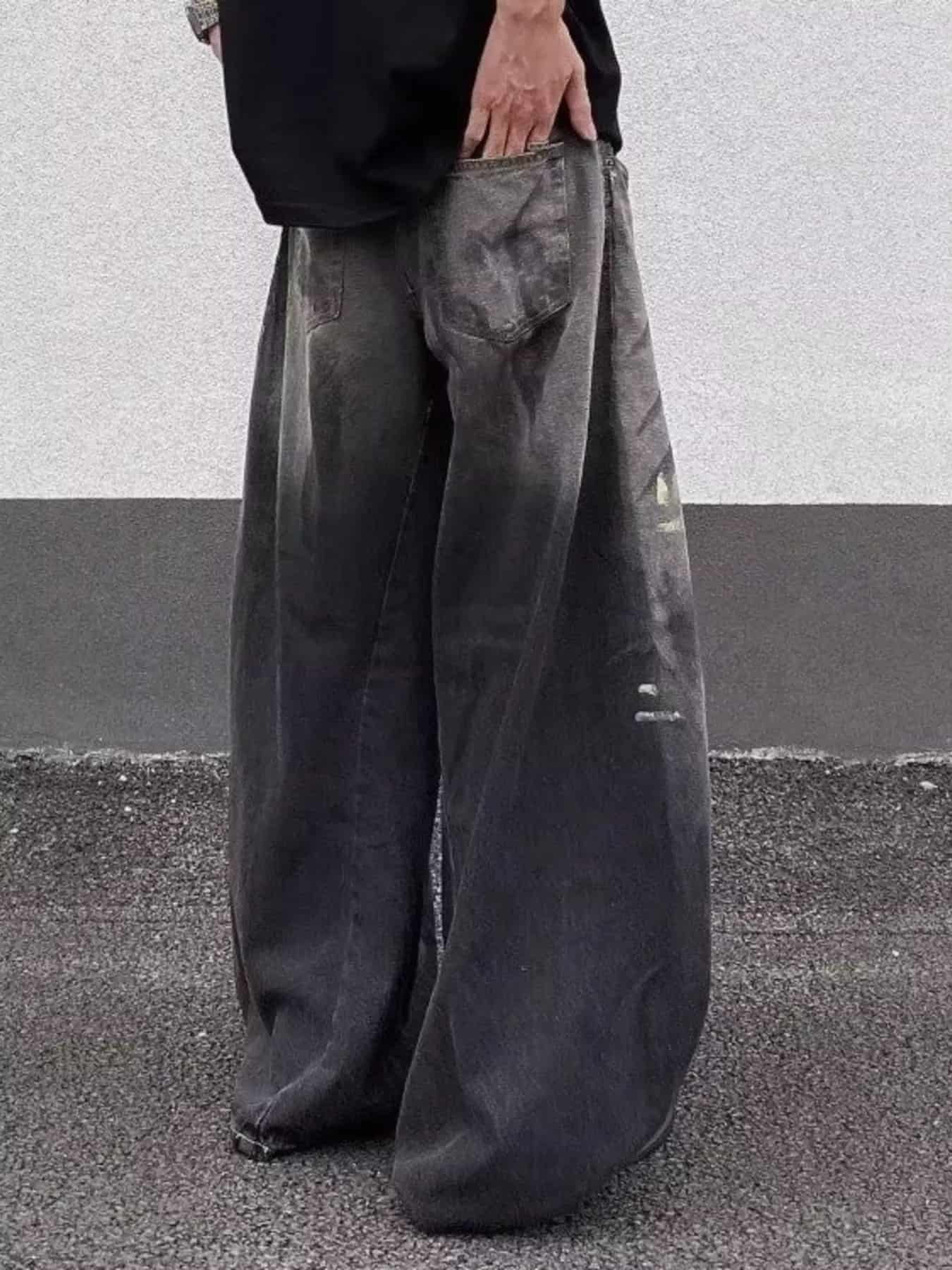 Men's Full Size Wide Leg Distressed Jeans Plus Size