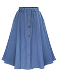 Full Size Button-Front Denim A-Line Skirt Plus Size