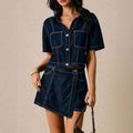 Denim Shirt-Dress & Wide Leg Pants Co-ord Set
