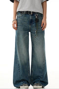 Blue wide leg jeans Washed Blue vintage wash men's S-2XL