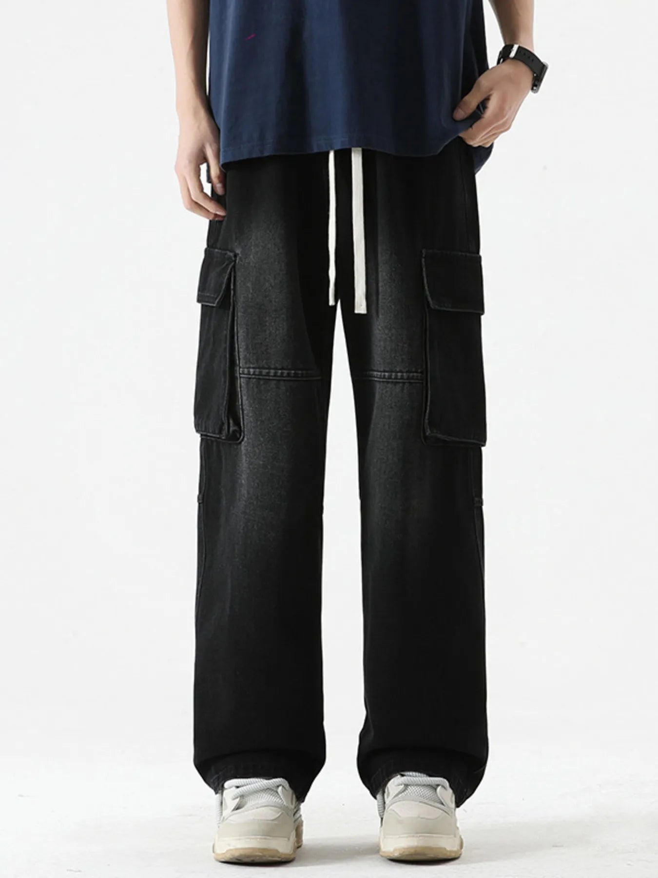 Cargo jeans slim premium plus size utility denim S-3XL