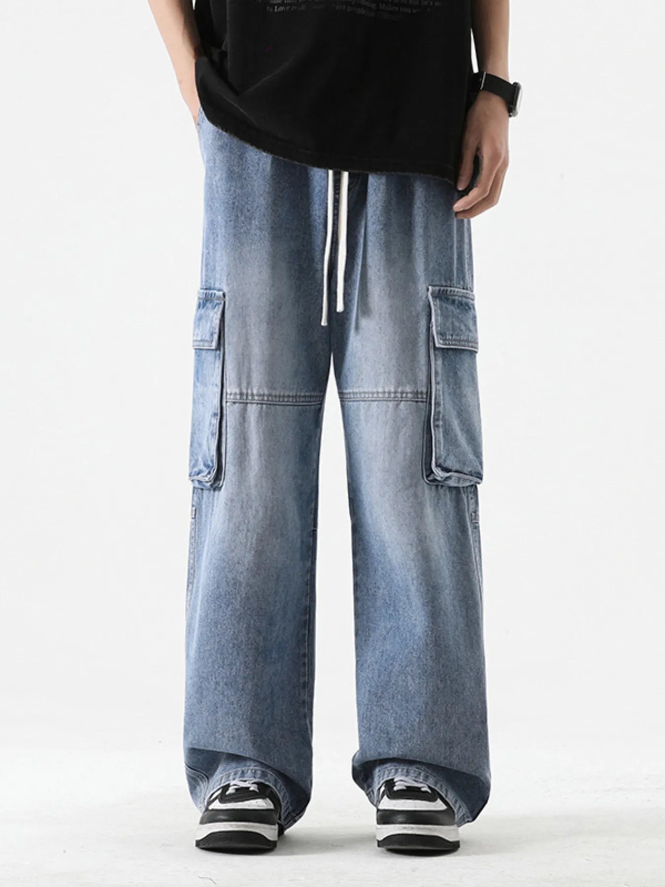 Cargo jeans slim premium plus size utility denim S-3XL