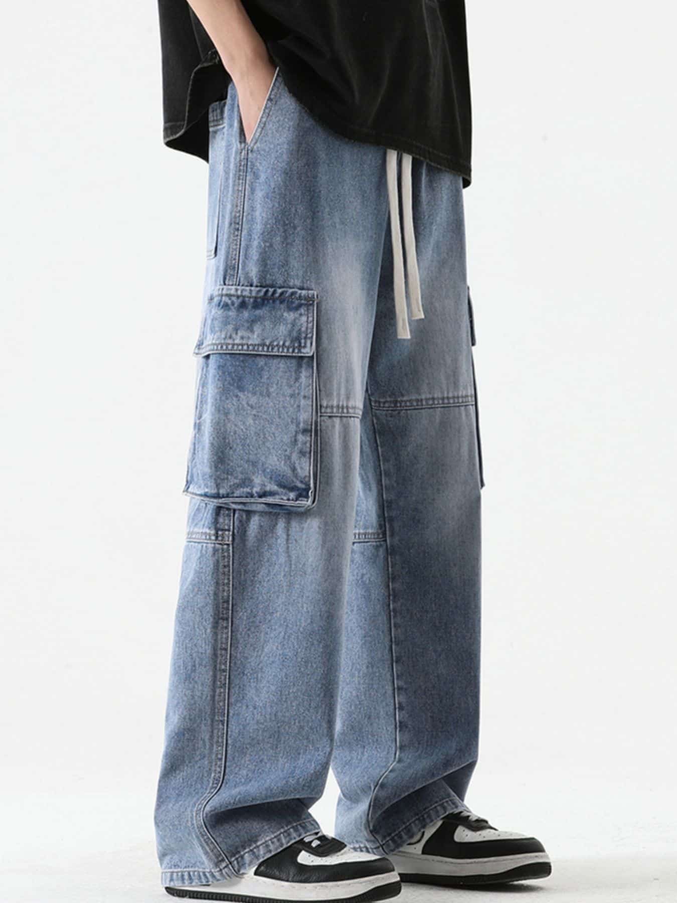Cargo jeans slim premium plus size utility denim S-3XL
