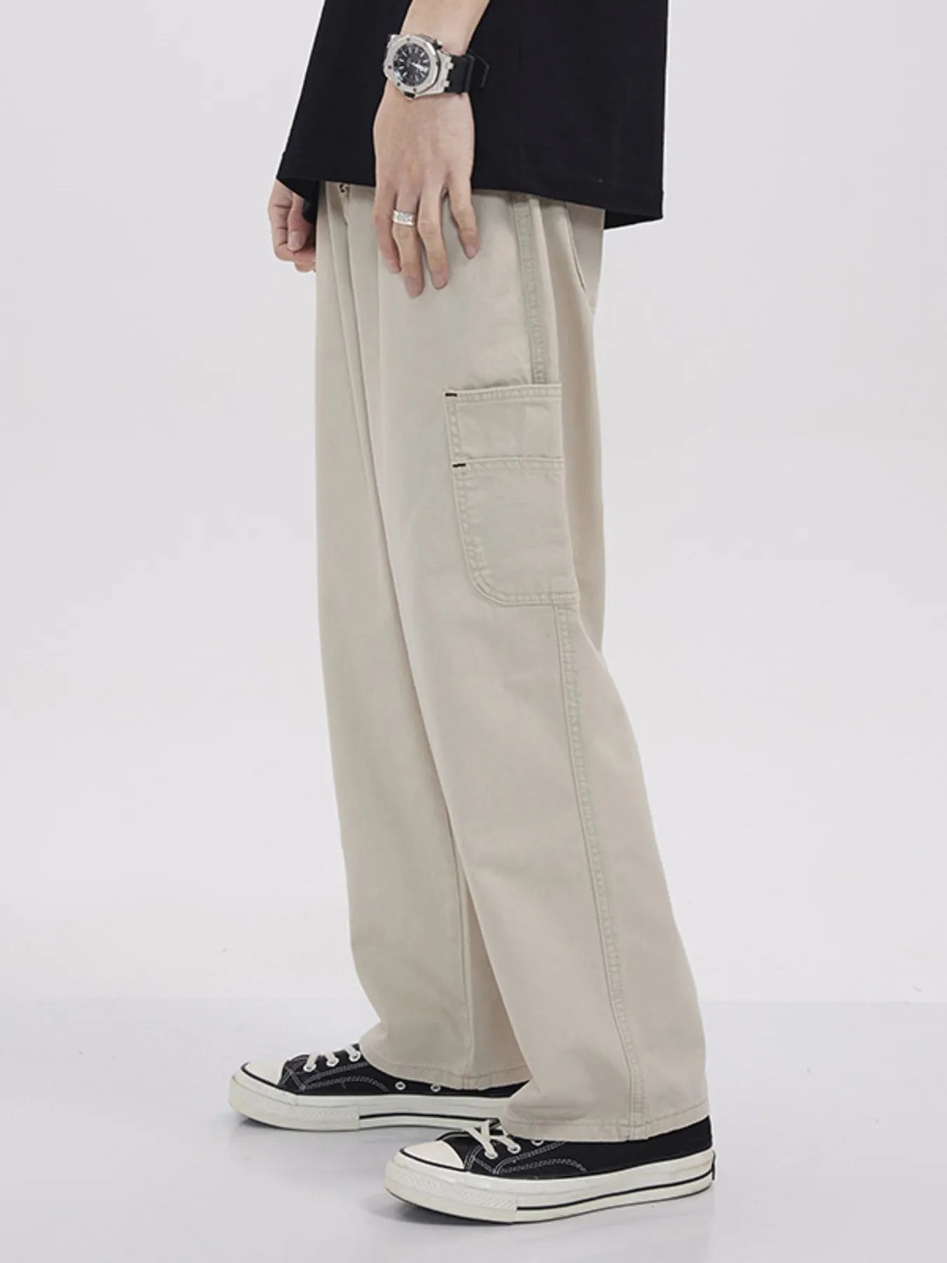 Cargo trouser jeans Apricot plus size loose fit men's S-2XL