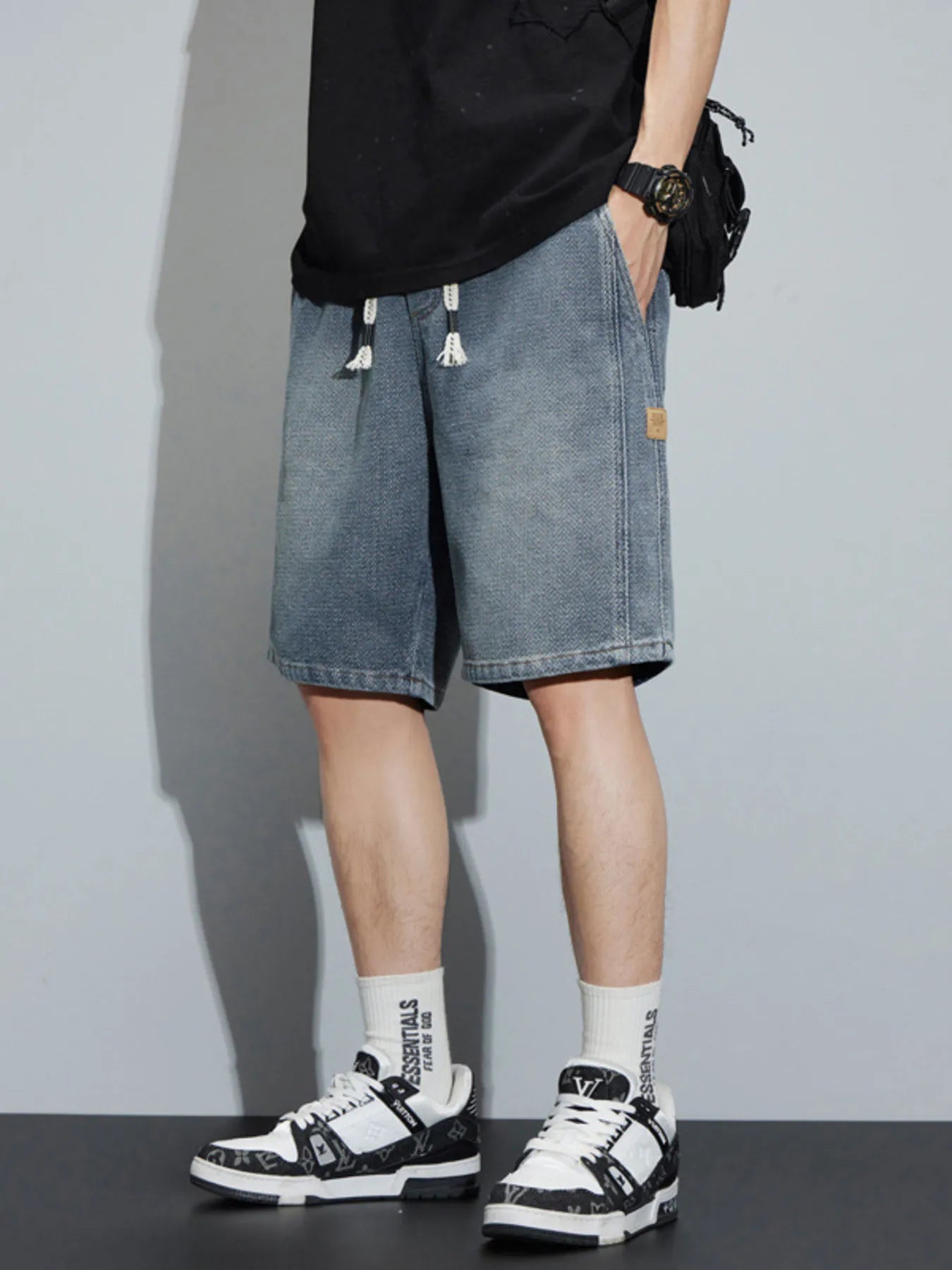 Cheap denim shorts men's plus size loose fit S-3XL
