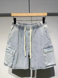 Denim shorts cargo men's plus size elastic waist S-3XL