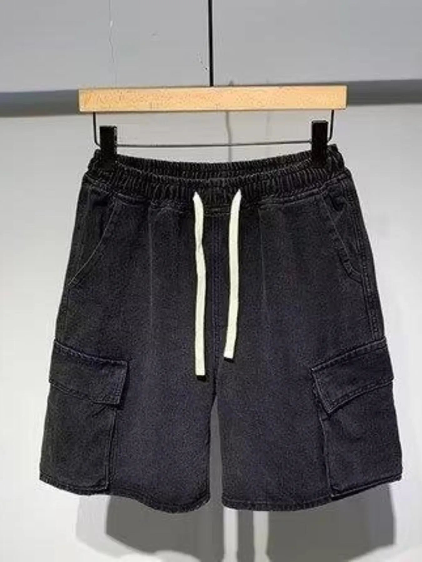 Denim shorts cargo men's plus size elastic waist S-3XL