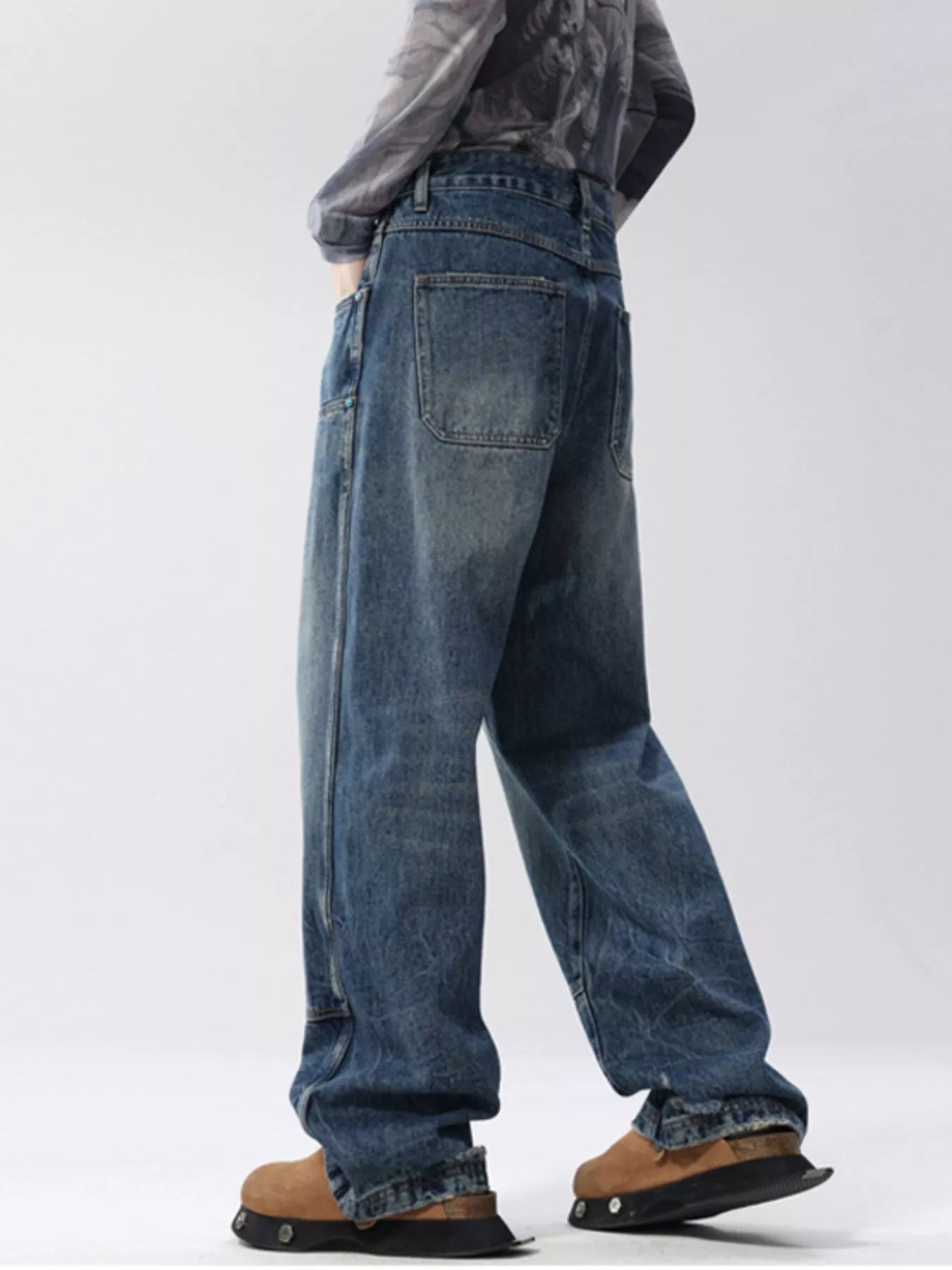 High waist straight leg jeans premium distressed plus size denim