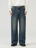 High waist straight leg jeans Vintage Blue plus size men's S-3XL