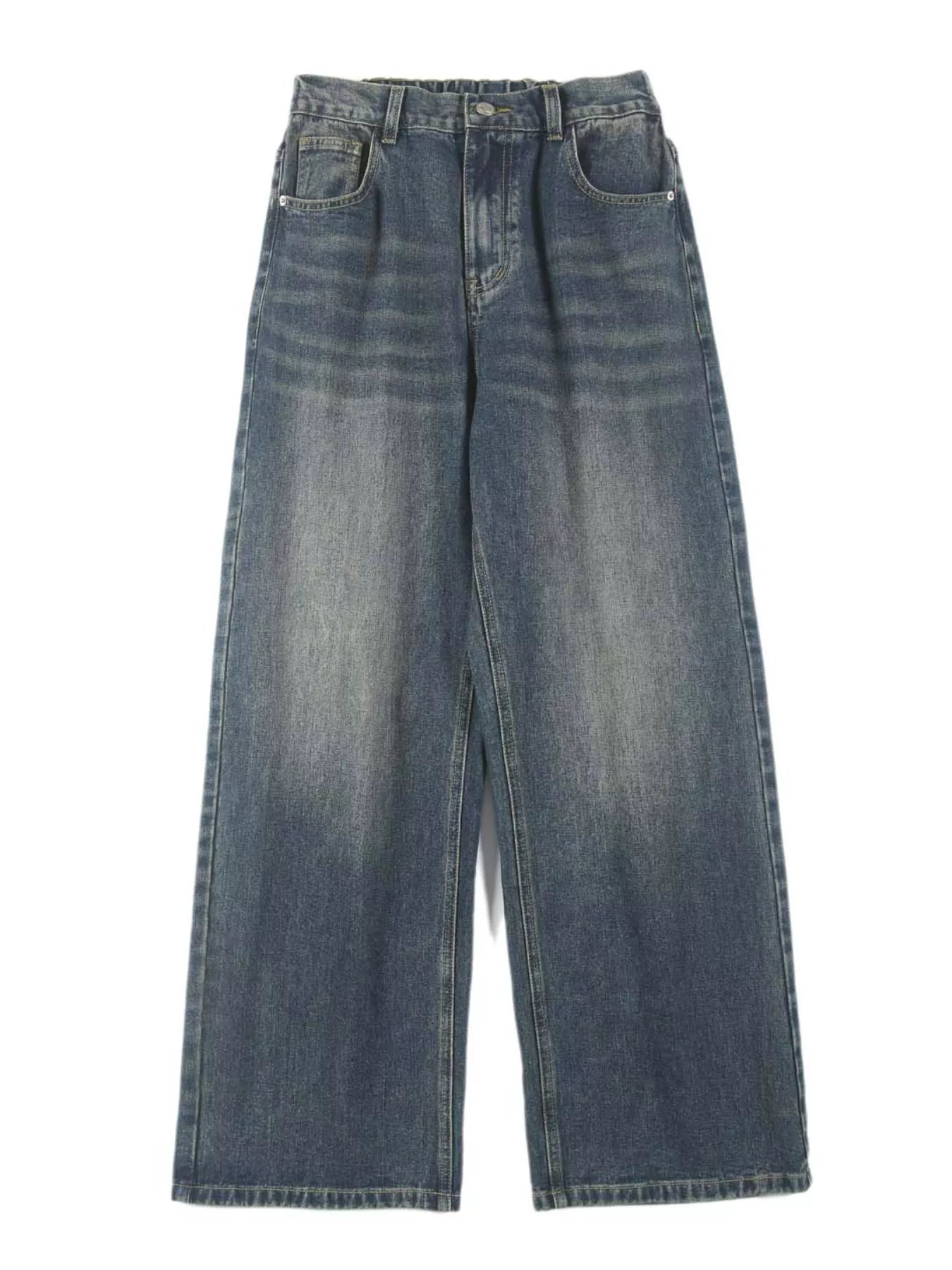 High waist straight leg jeans Vintage Blue plus size men's S-3XL