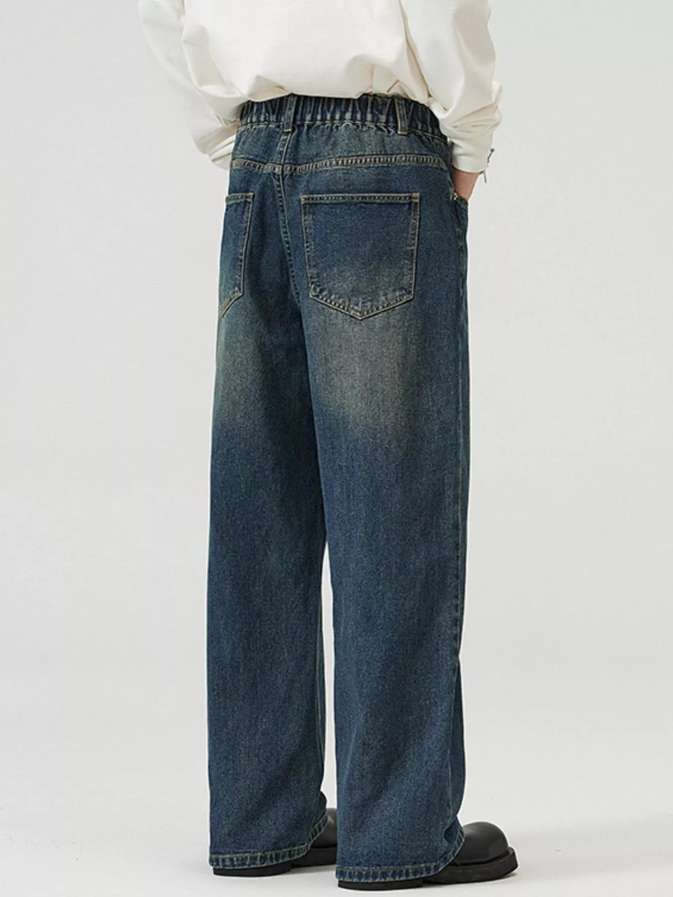 High waist straight leg jeans Vintage Blue plus size men's S-3XL