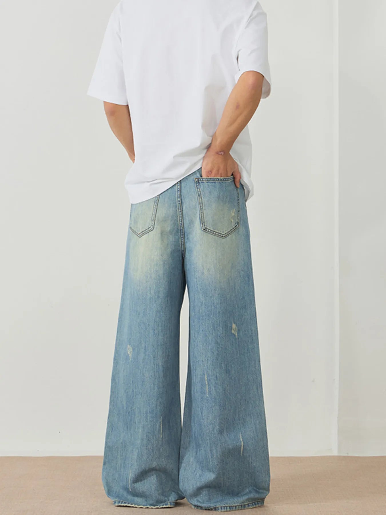 High waisted denim jeans flare washed oversized wide leg XS-2XL