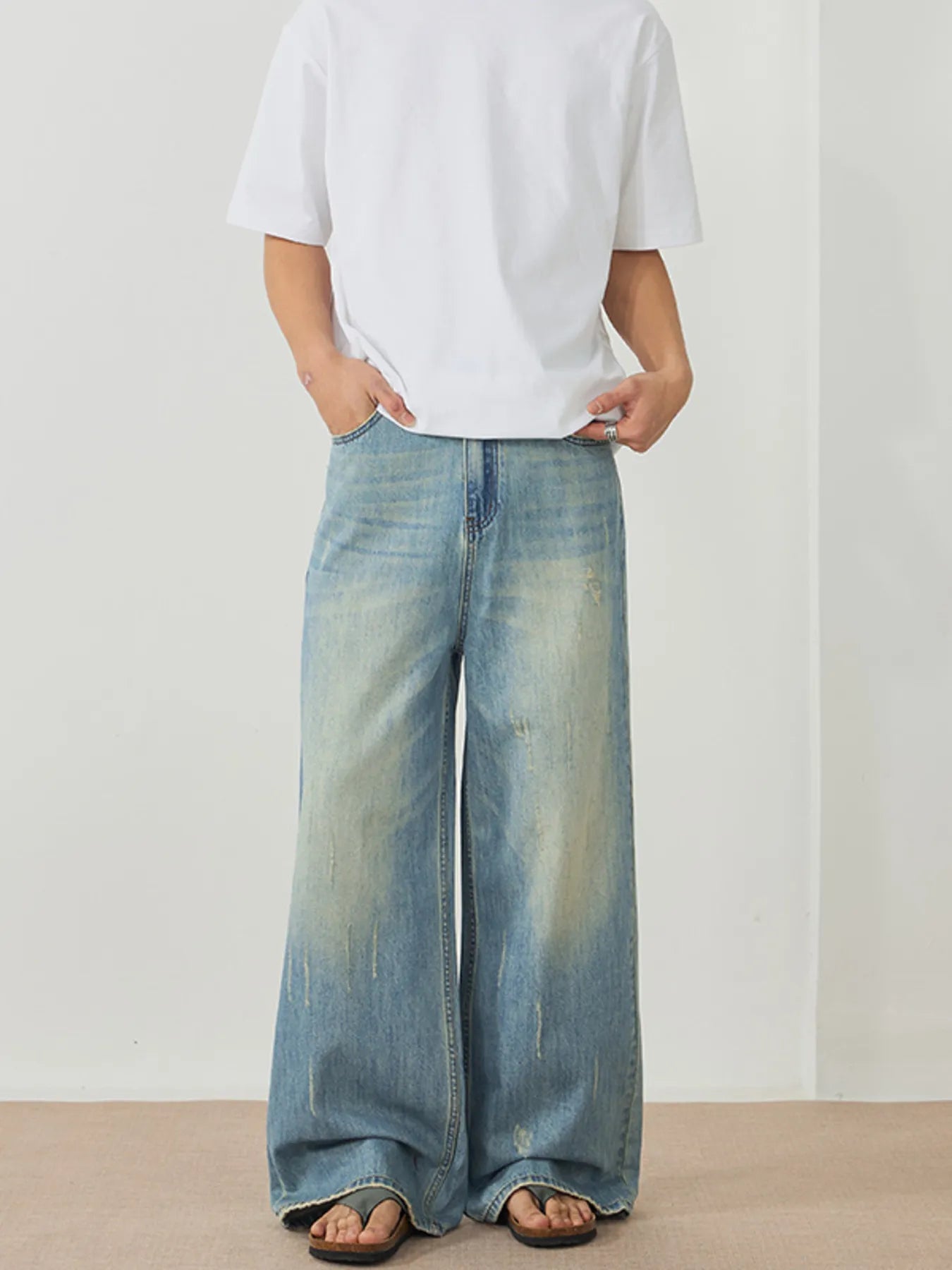 High waisted denim jeans flare washed oversized wide leg XS-2XL