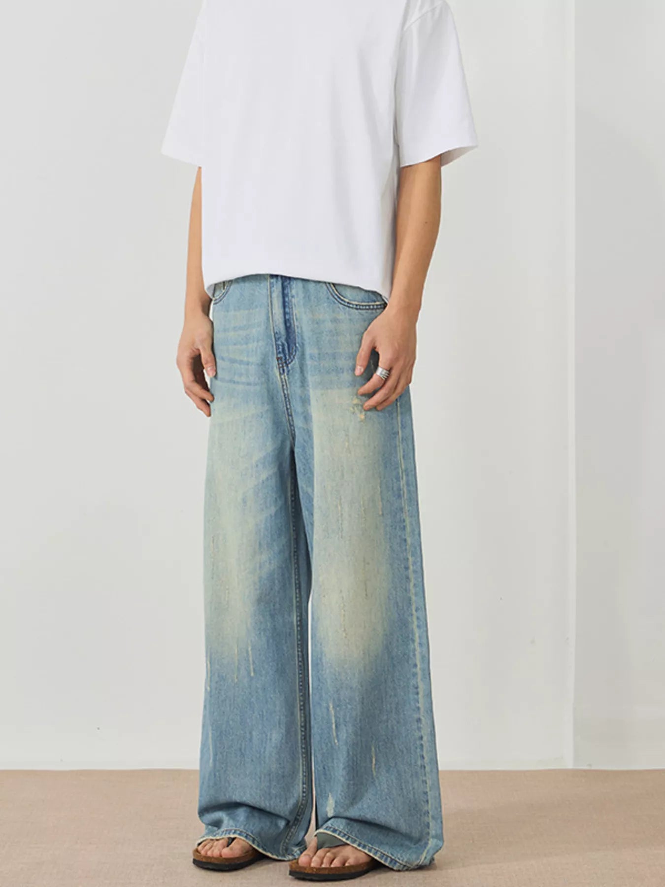High waisted denim jeans flare washed oversized wide leg XS-2XL