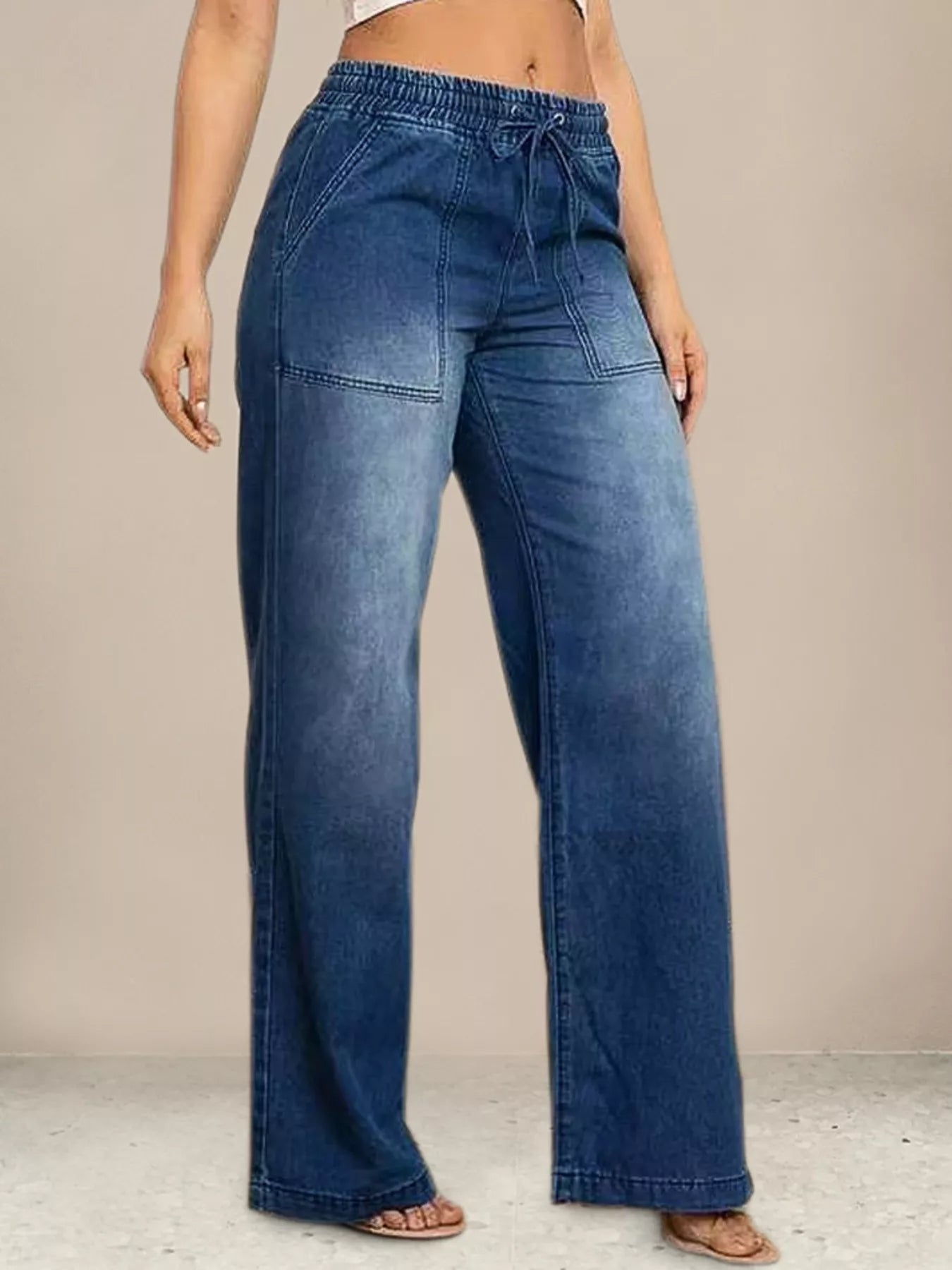 Levi's blue jeans for women drawstring waist wide leg