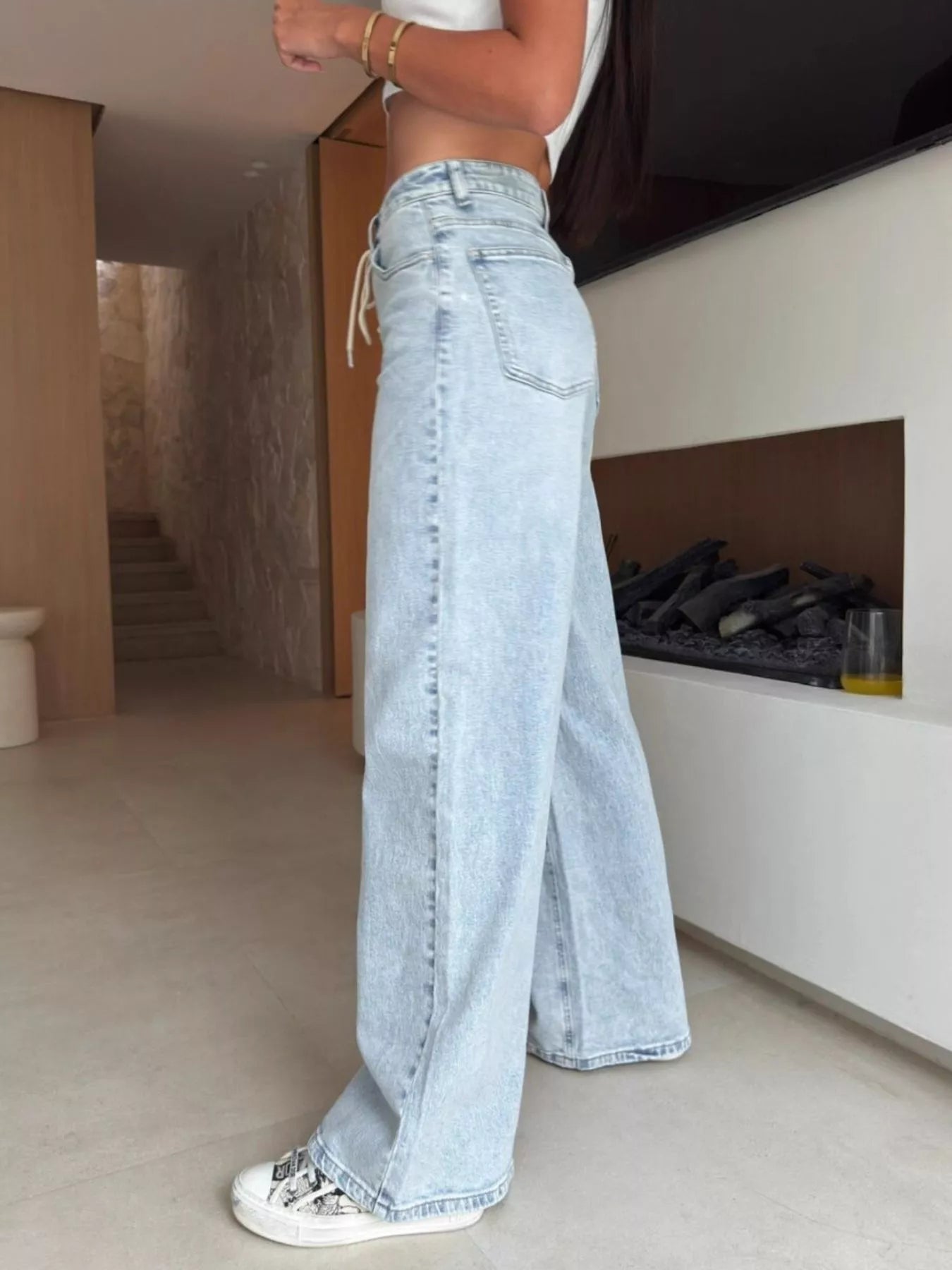 Levis womens jeans high waisted lace-up wide leg