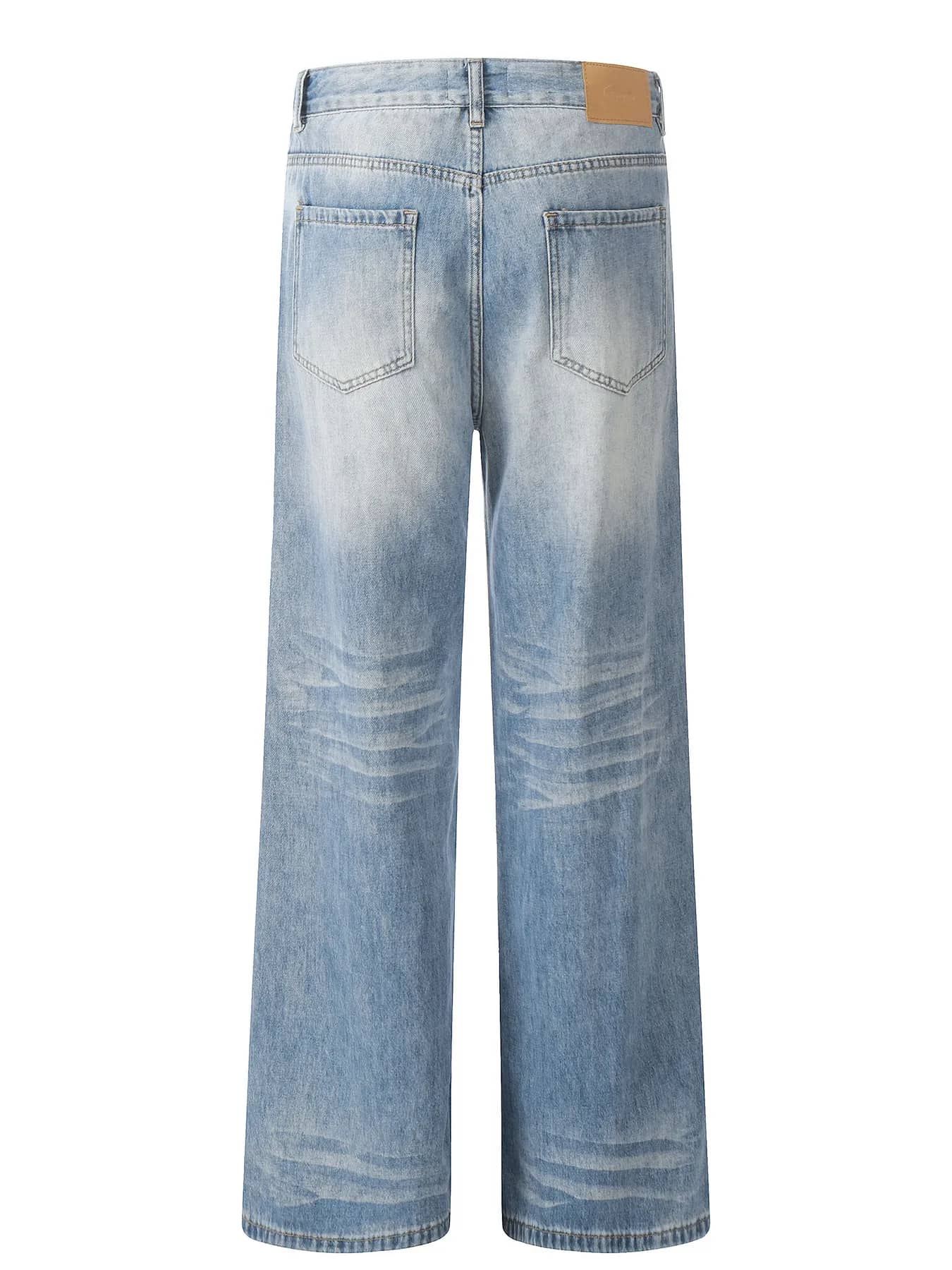 Premium light wash wide leg jeans for men relaxed fit S-2XL