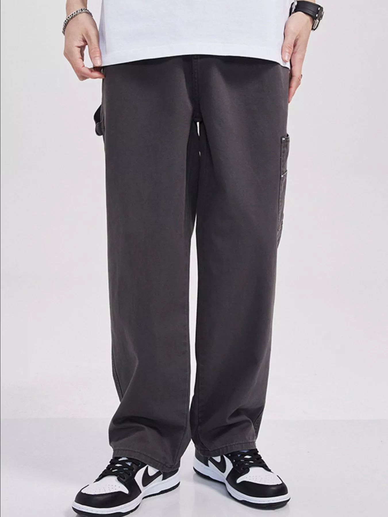 Cargo trouser jeans Apricot plus size loose fit men's S-2XL