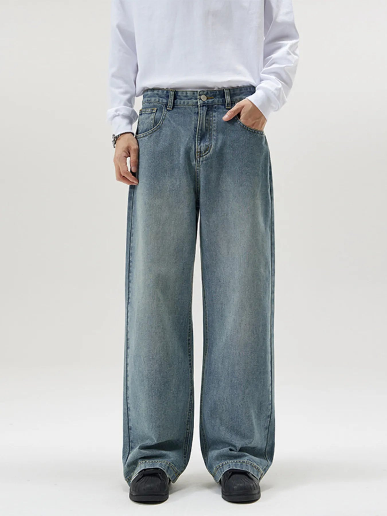 Jeans loose fit for men vintage wash plus size S-3XL
