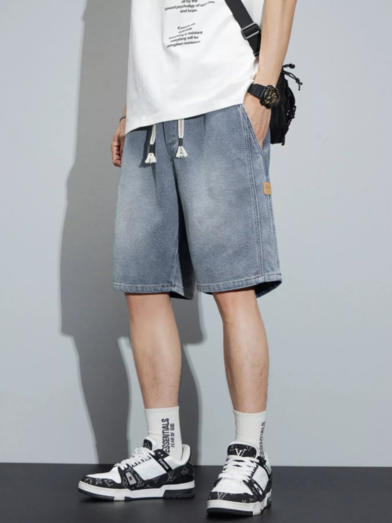 Cheap denim shorts men's plus size loose fit S-3XL