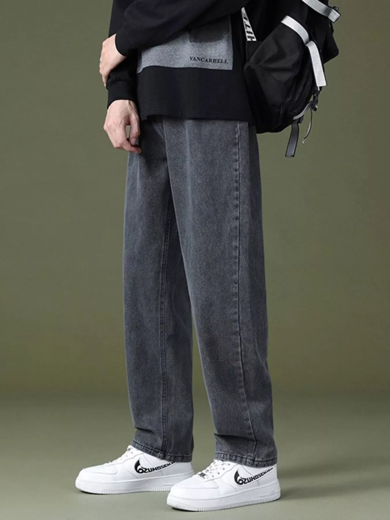 Men's relaxed fit jeans plus size washed denim S-5XL