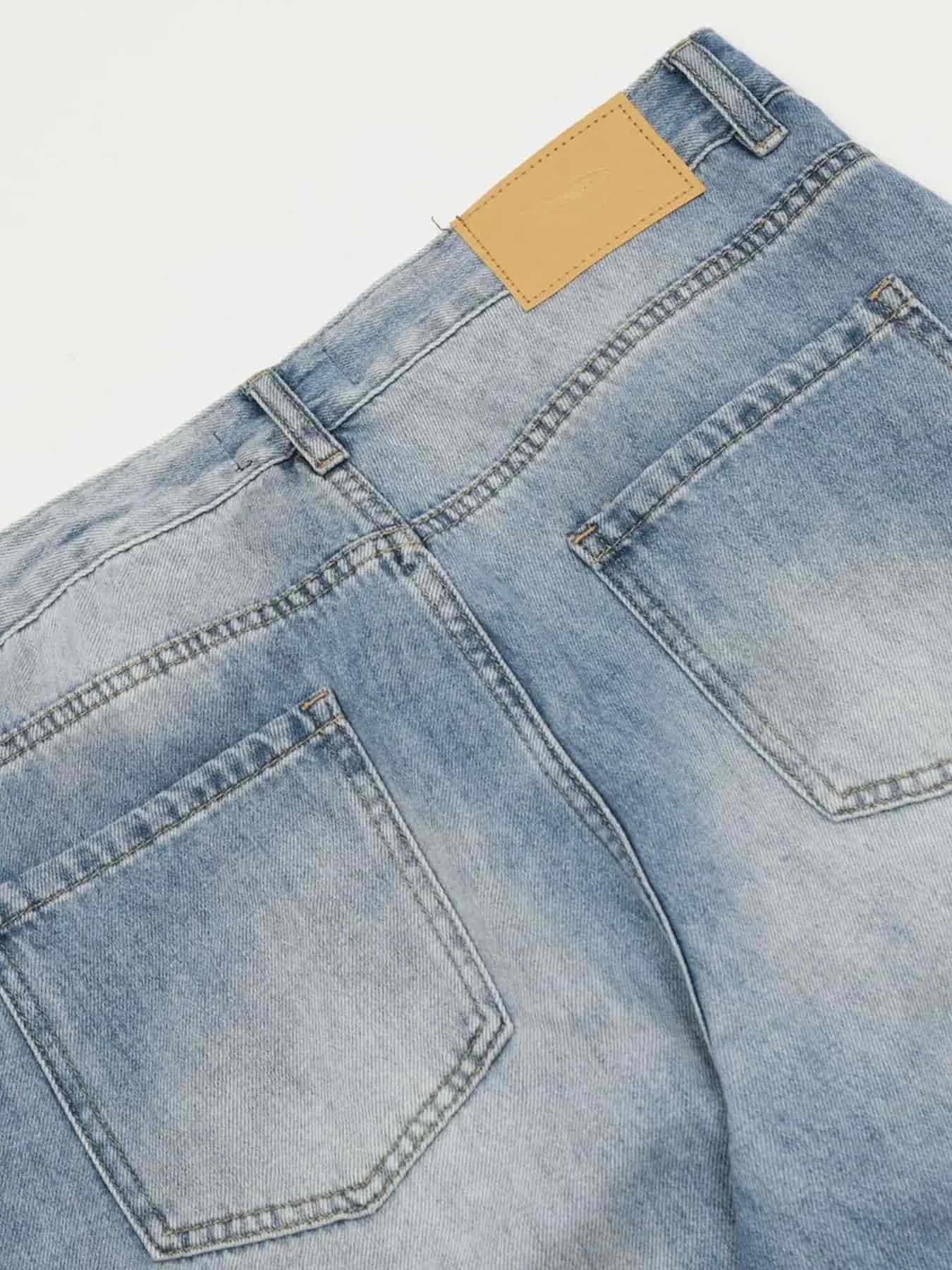 Premium light wash wide leg jeans for men relaxed fit S-2XL