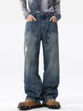 High waist straight leg jeans premium distressed plus size denim