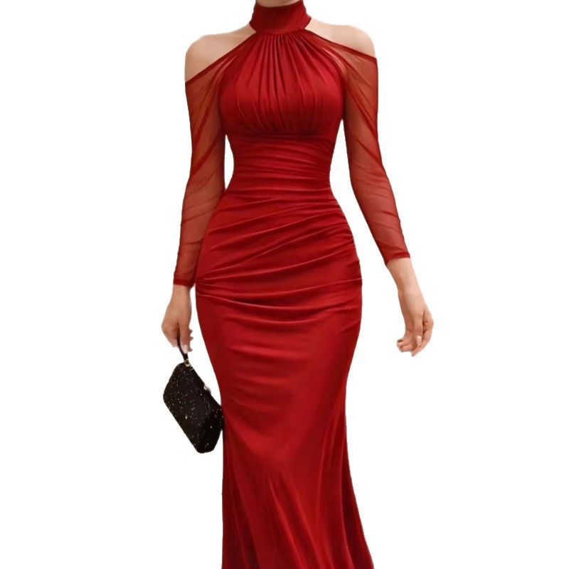 Slimming dress fishtail waist cinching evening dress