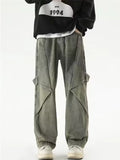 Straight leg jeans men Sage Green plus size cargo denim S-2XL