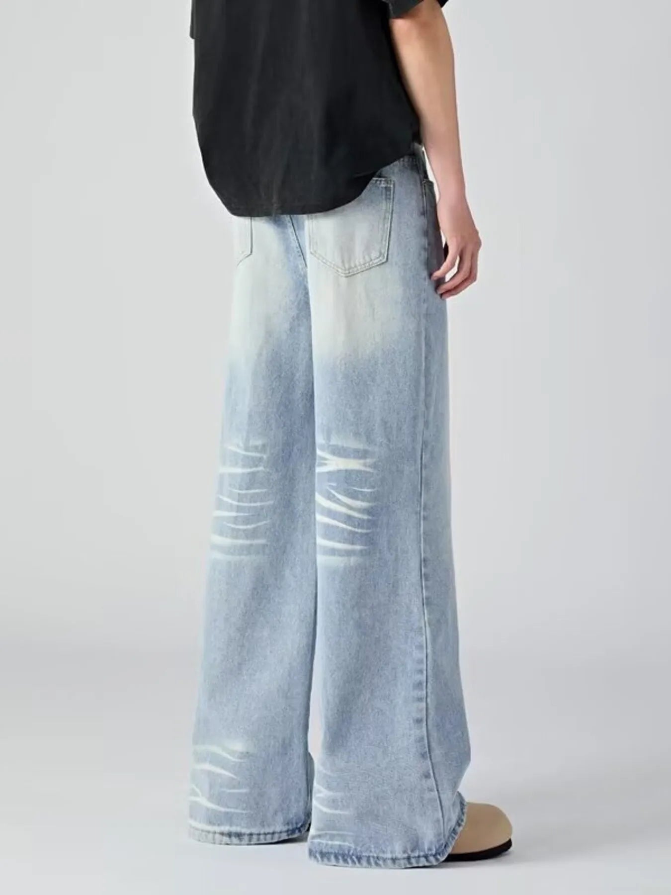 Vintage wash jeans Essential Blue men's wide leg plus size M-3XL