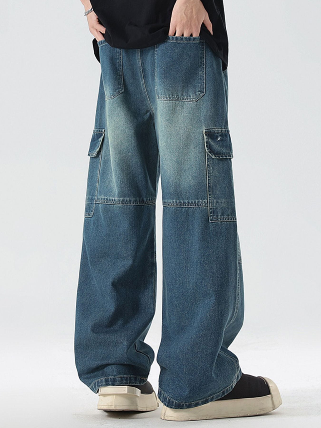 Plus size wide leg jeans vintage denim 6 wash options S-5XL