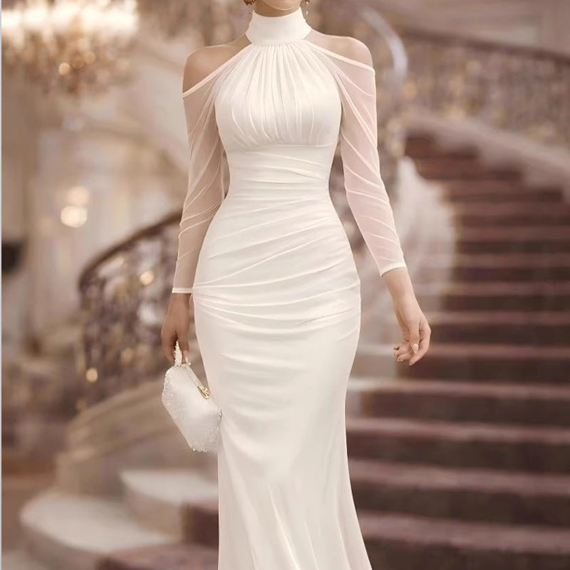 Slimming dress fishtail waist cinching evening dress