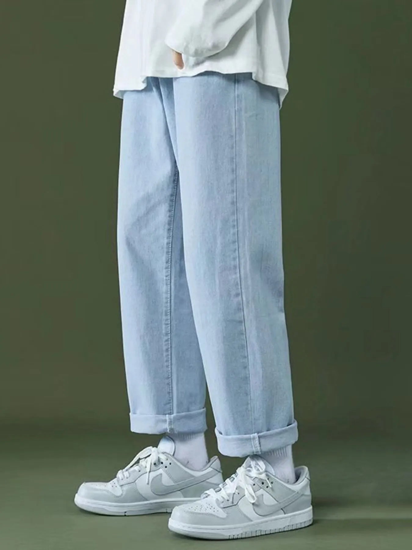 Men's relaxed fit jeans plus size washed denim S-5XL