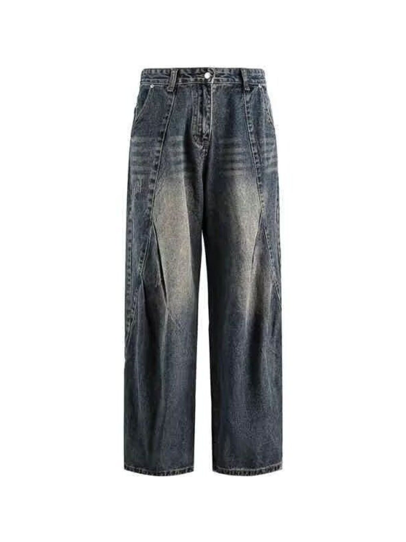 Wide leg blue jeans classic blue vintage wash plus size S-2XL