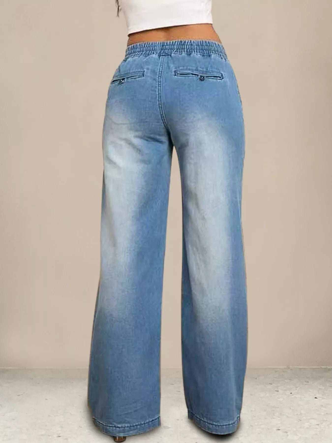 Levi's blue jeans for women drawstring waist wide leg