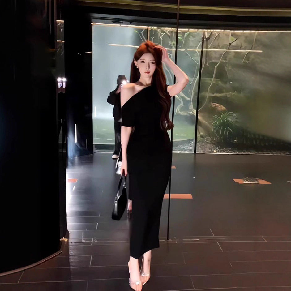 Off the shoulder dresses slim fit irregular hem